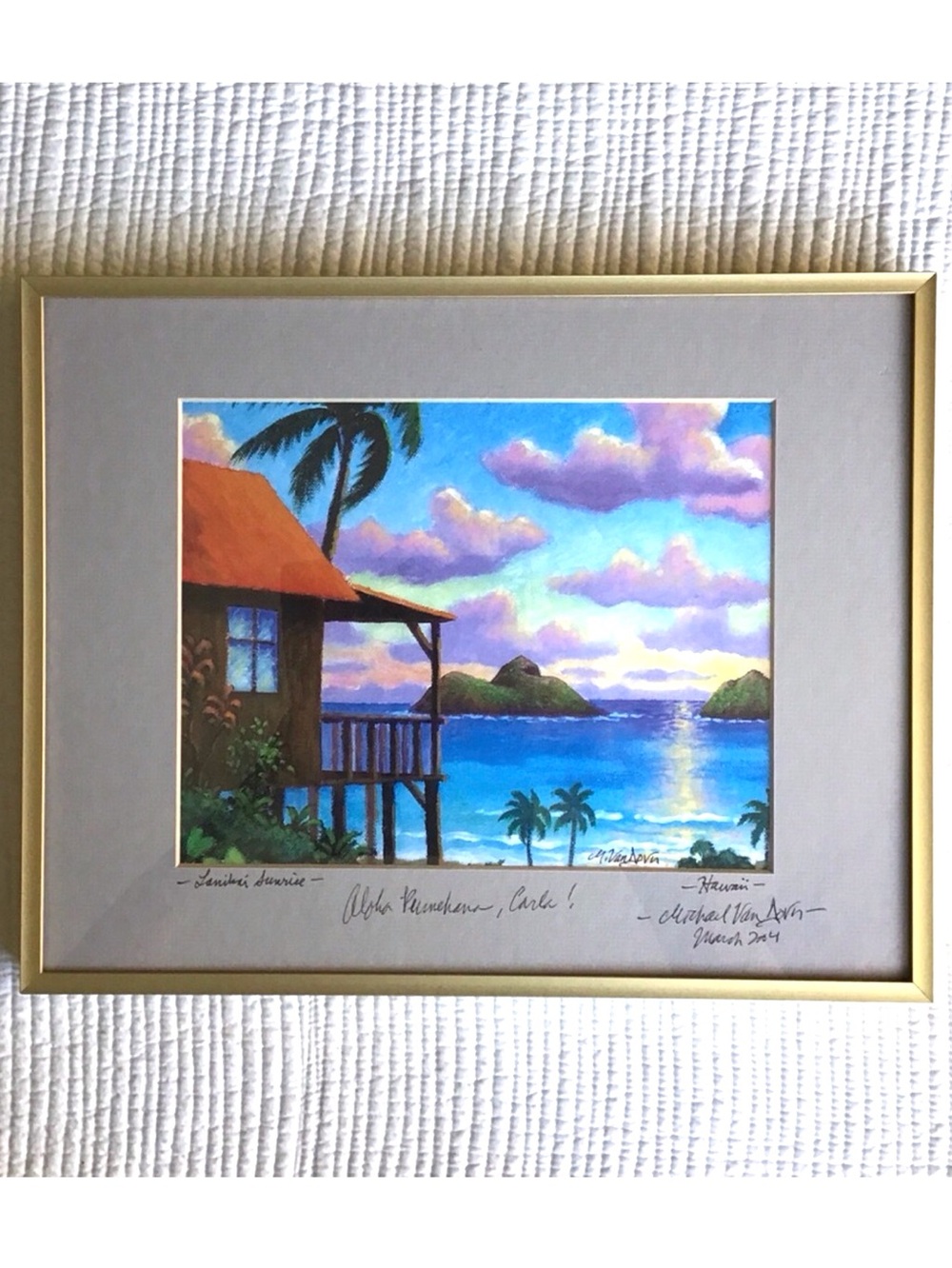 Hawaiian Artist Michael Van Dorn Framed Signed 8”X10” Print in Leader Frame